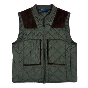 Vintage Polo Ralph Lauren Jacket Mens Large Green Gilet Vest Quilt Military Hunt